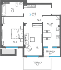 74,1 м², 2-комнатная квартира 16 500 000 ₽ - изображение 63