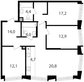 Квартира 90,1 м², 3-комнатная - изображение 1