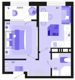 35,2 м², 1-комнатная квартира 5 216 640 ₽ - изображение 4