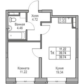41,5 м², 1-комнатная квартира 7 100 000 ₽ - изображение 71