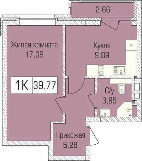 39,6 м², 1-комнатная квартира 5 074 080 ₽ - изображение 1