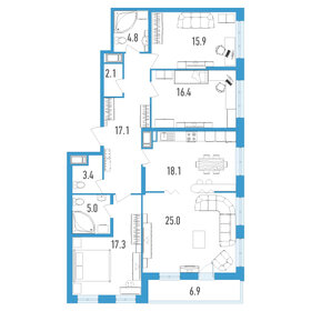 Квартира 128,6 м², 4-комнатная - изображение 1