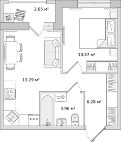 34,7 м², 1-комнатная квартира 5 700 000 ₽ - изображение 58