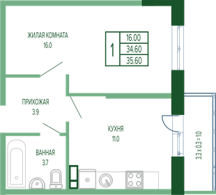 33 м², 1-комнатная квартира 5 900 000 ₽ - изображение 69