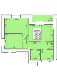 70,3 м², 2-комнатная квартира 6 956 730 ₽ - изображение 10