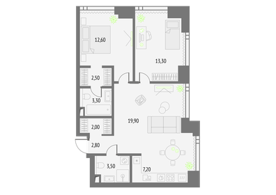 Квартира 67,1 м², 2-комнатная - изображение 1