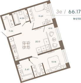 Квартира 66,2 м², 2-комнатные - изображение 1