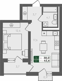 Квартира 42,6 м², 1-комнатная - изображение 1