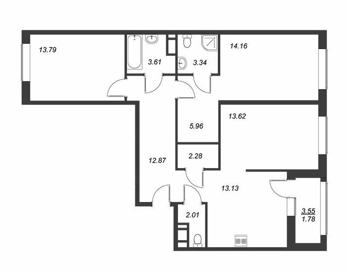 87,2 м², 3-комнатная квартира 14 990 000 ₽ - изображение 1