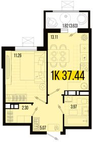 Квартира 37,4 м², 1-комнатная - изображение 1