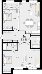92,5 м², 3-комнатная квартира 25 038 618 ₽ - изображение 13
