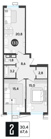 67,6 м², 2-комнатная квартира 8 389 160 ₽ - изображение 22