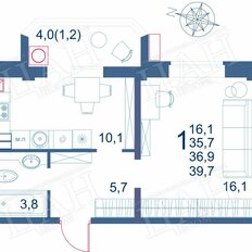 Квартира 39,7 м², 1-комнатная - изображение 2