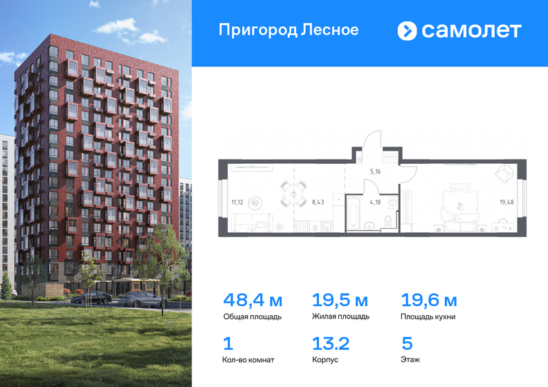 49,3 м², 1-комнатная квартира 8 494 172 ₽ - изображение 36