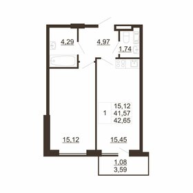 46,7 м², 1-комнатная квартира 5 495 390 ₽ - изображение 18