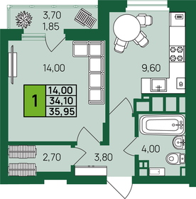 36,5 м², 1-комнатная квартира 3 577 000 ₽ - изображение 37