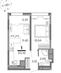 Квартира 30,2 м², 1-комнатная - изображение 1