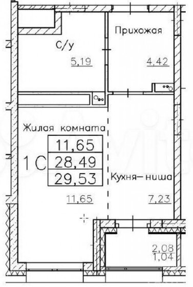 29,5 м², квартира-студия 4 600 000 ₽ - изображение 1