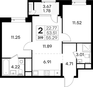 55,3 м², 2-комнатная квартира 13 729 999 ₽ - изображение 41