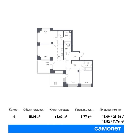 111 м², 3-комнатная квартира 87 060 544 ₽ - изображение 1