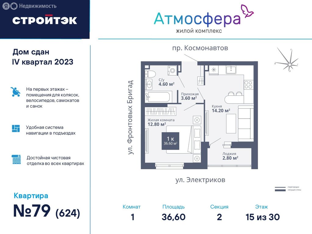 Варианты планировок ЖК «Атмосфера» - планировка 3