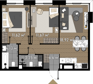 60,7 м², 2-комнатная квартира 32 300 000 ₽ - изображение 120