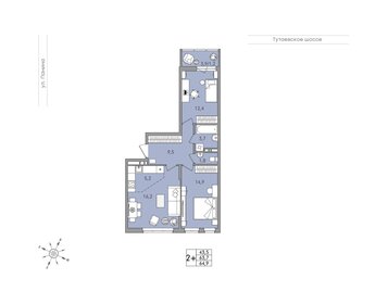 Квартира 64,9 м², 3-комнатная - изображение 1