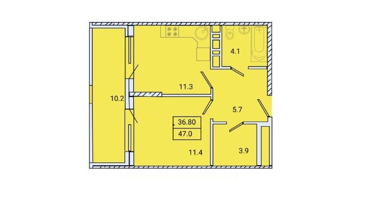 47 м², 2-комнатные апартаменты 7 800 000 ₽ - изображение 1