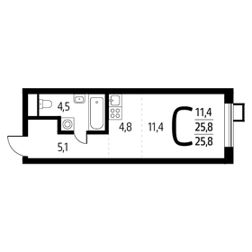 Квартира 25,8 м², студия - изображение 1