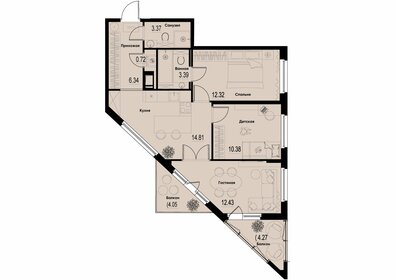 Квартира 66,3 м², 3-комнатная - изображение 1