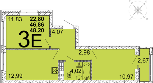 49,5 м², 2-комнатная квартира 6 450 000 ₽ - изображение 58