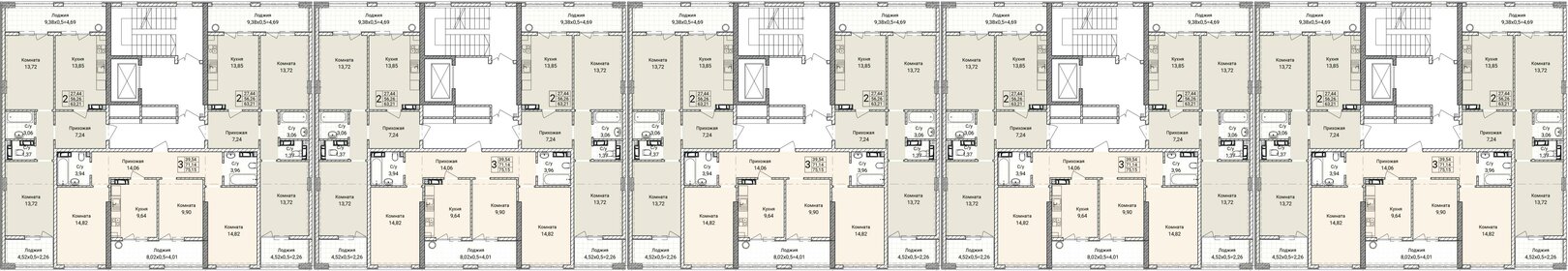 67,2 м², 2-комнатная квартира 11 000 000 ₽ - изображение 99