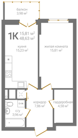 49,8 м², 1-комнатная квартира 8 400 000 ₽ - изображение 51