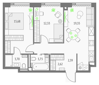 63,4 м², 2-комнатная квартира 27 797 212 ₽ - изображение 1