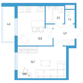 48 м², 1-комнатная квартира 6 500 000 ₽ - изображение 47
