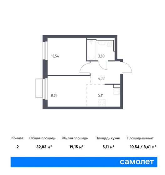32,8 м², 1-комнатная квартира 13 062 055 ₽ - изображение 24