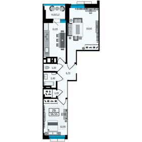 55,4 м², 2-комнатная квартира 7 672 800 ₽ - изображение 31