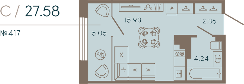 26,5 м², апартаменты-студия 13 307 145 ₽ - изображение 78