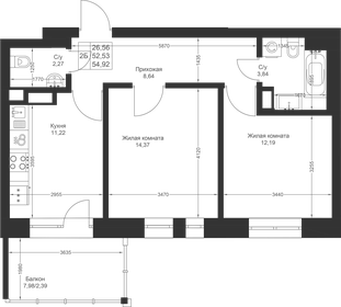 55 м², 2-комнатная квартира 7 925 760 ₽ - изображение 73