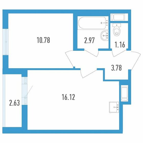 36,1 м², 1-комнатная квартира 5 600 150 ₽ - изображение 1