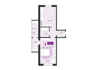 47 м², 1-комнатная квартира 3 244 380 ₽ - изображение 25