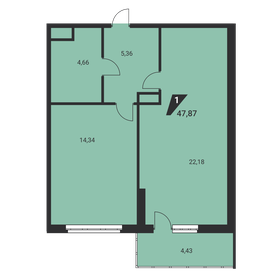 48 м², 1-комнатная квартира 7 495 481 ₽ - изображение 32