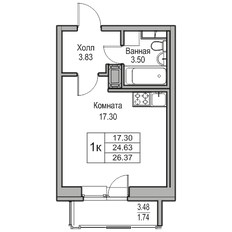 Квартира 24,6 м², студия - изображение 5