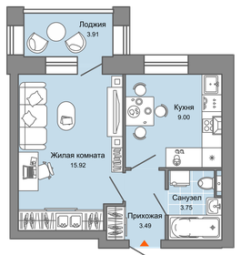 34 м², 1-комнатная квартира 4 565 330 ₽ - изображение 64