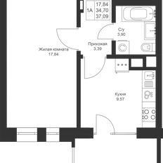 Квартира 37,1 м², 1-комнатная - изображение 3