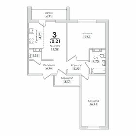 Квартира 70,2 м², 3-комнатная - изображение 1