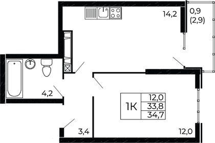 36 м², 1-комнатная квартира 4 500 000 ₽ - изображение 68