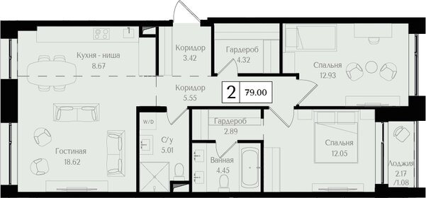 79 м², 2-комнатная квартира 37 000 000 ₽ - изображение 6