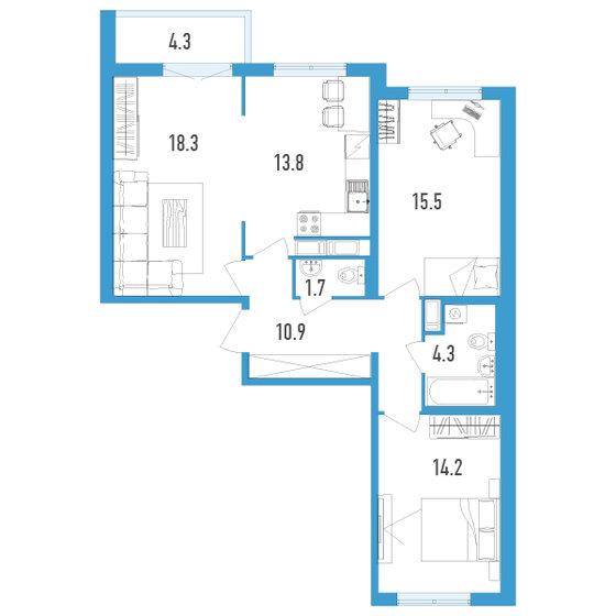 80,9 м², 3-комнатная квартира 11 730 500 ₽ - изображение 1