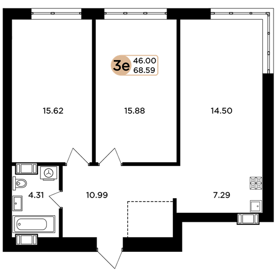 68,7 м², 2-комнатная квартира 7 910 365 ₽ - изображение 7